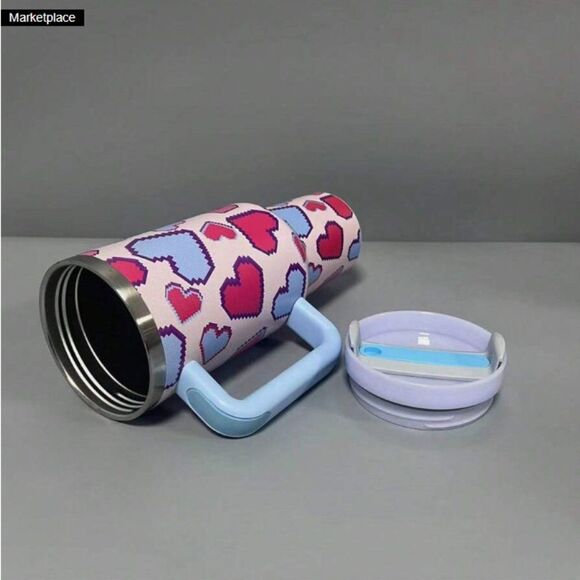 40oz Stainless Steel Insulated Cup With Handle, Straw - Picture 3 of 6